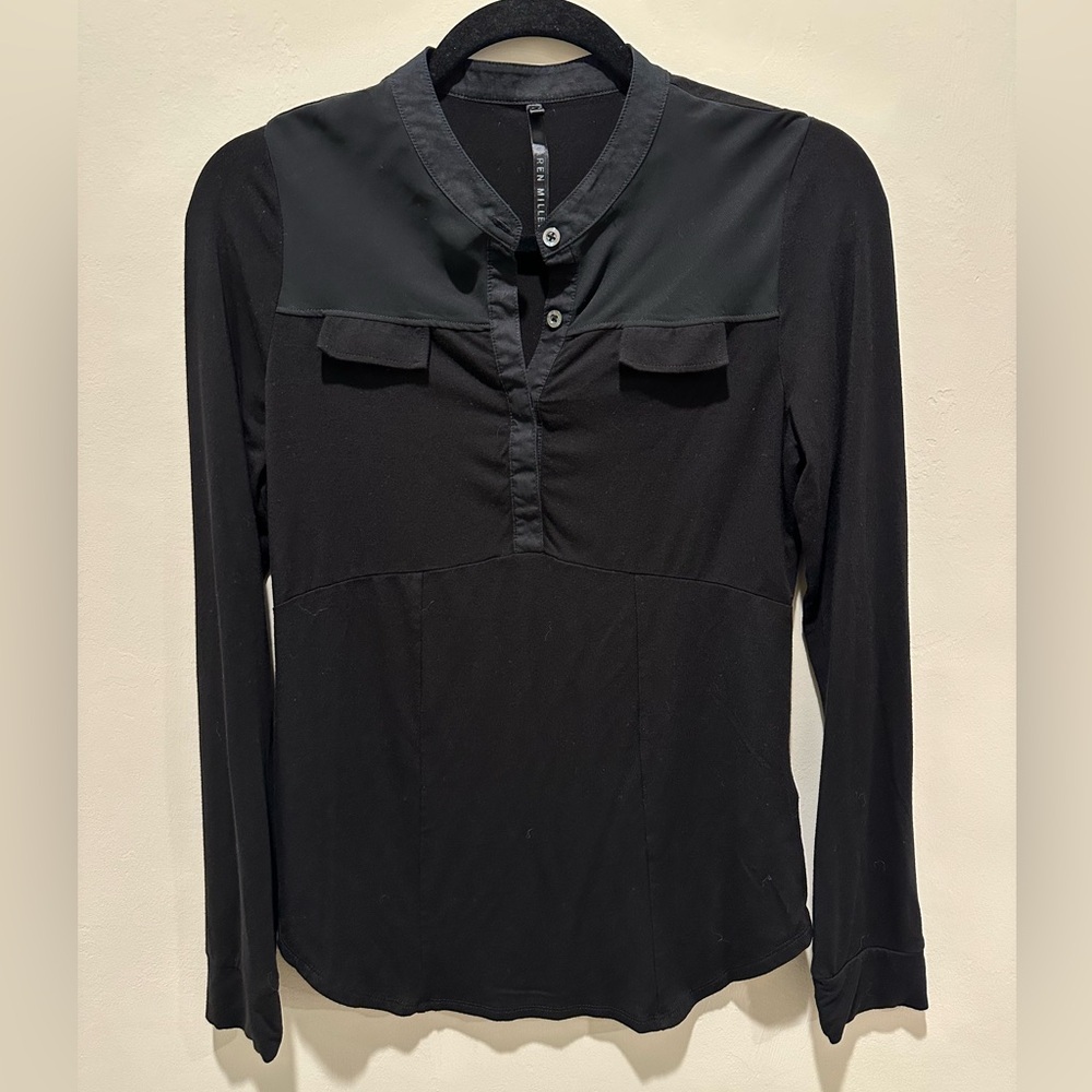 Karen Millen Black Buttoned Long Sleeve Blouse